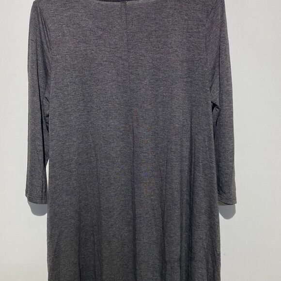 Zenana Premium Womens Gray Heather Crew Neck 3/4 Sleeve Mini T-Shirt Dress Large - Picture 5 of 8